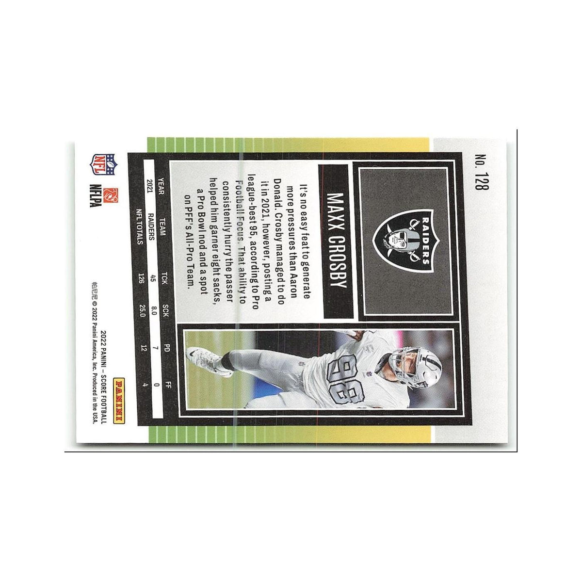 Maxx Crosby 2022 Score #128 Las Vegas Raiders Football Card NM