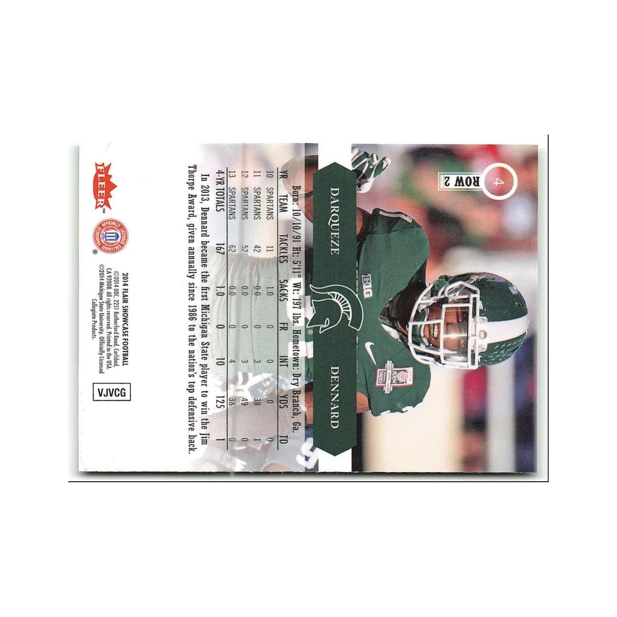 Darqueze Dennard 2014 Flair Showcase #4 Michigan state Football Card NM