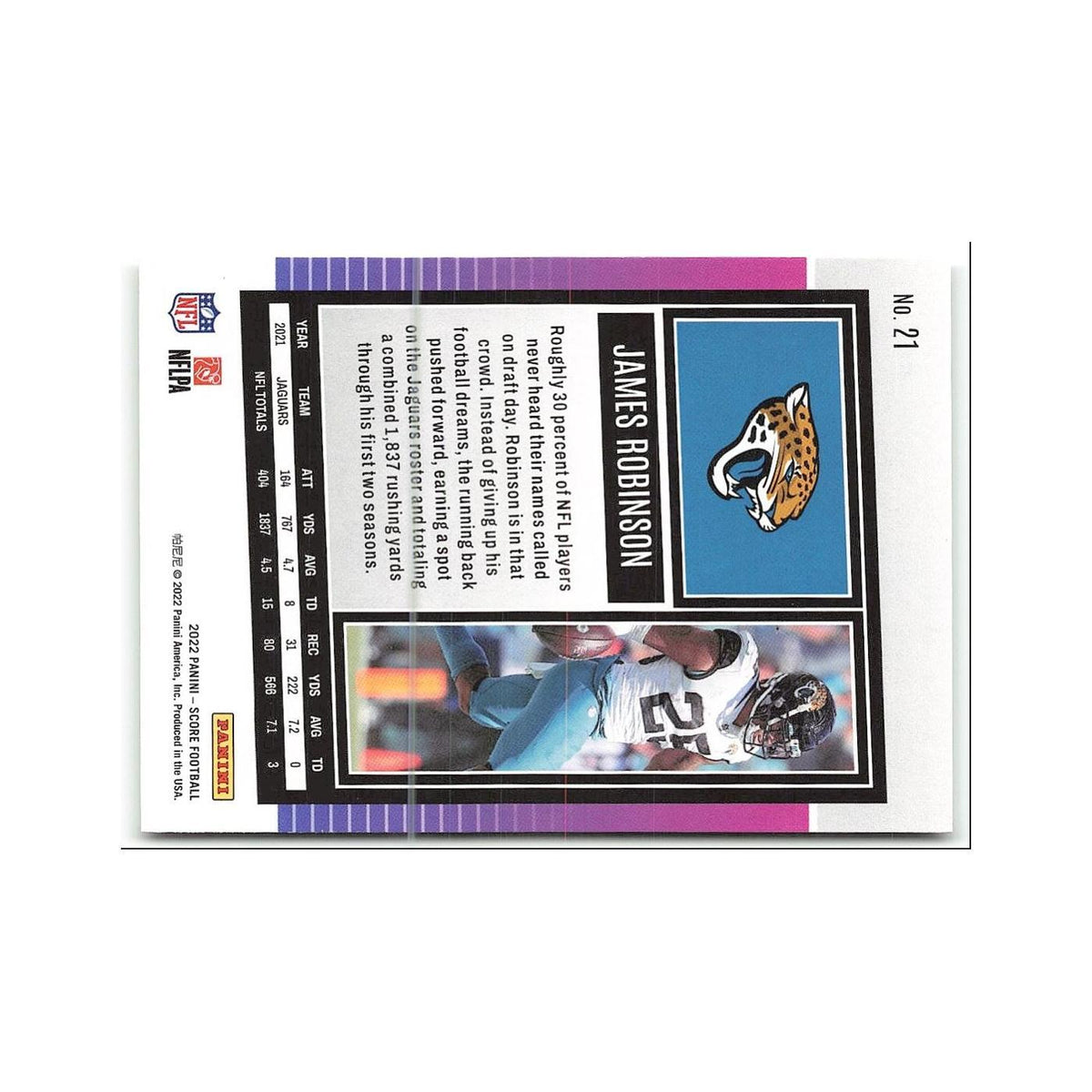 James Robinson 2022 Score #21 Jacksonville Jaguars Football Card NM