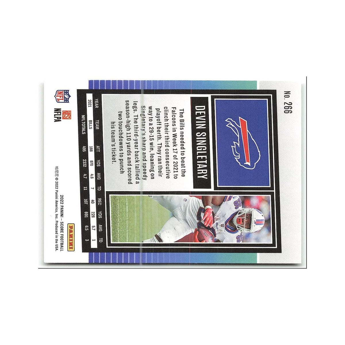 Devin Singletary 2022 Score #266 Buffalo Bills Football Card NM