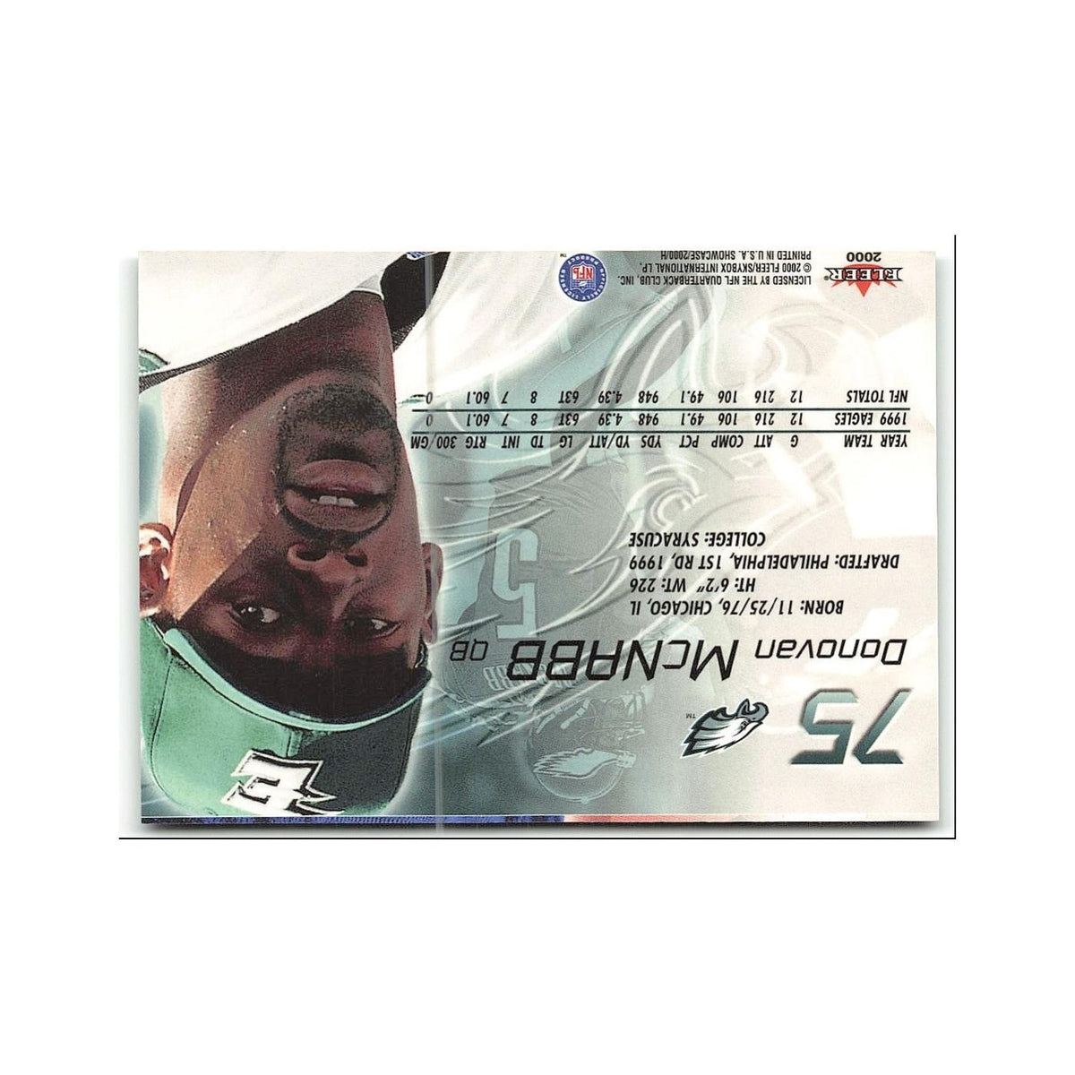 Donovan McNabb 2000 Fleer Showcase #75 Philadelphia Eagles Football Card NM