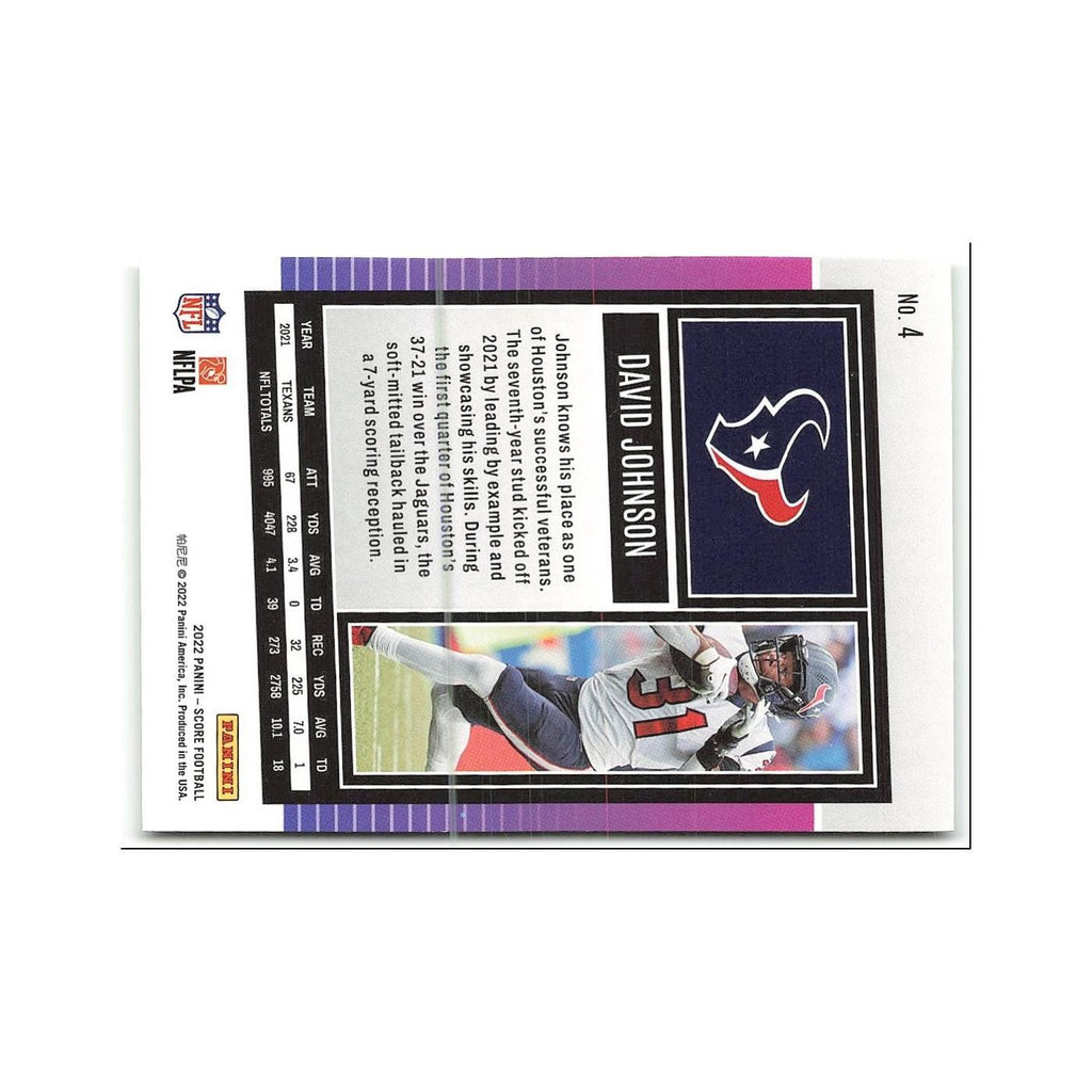 David Johnson 2022 Score #4 Houston Texans Football Card NM