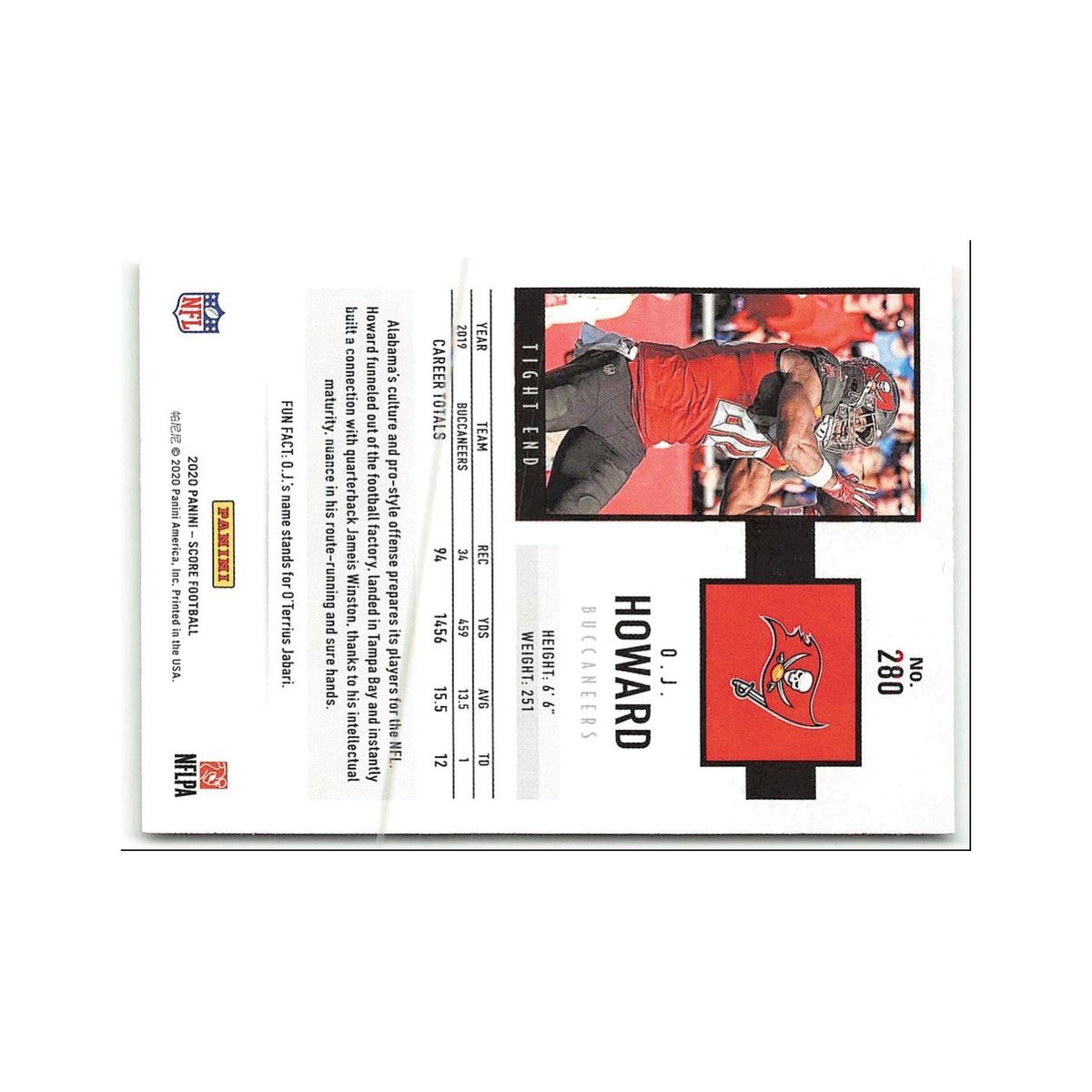 O.J. Howard 2020 Score #280 Tampa Bay Buccaneers Football Card NM