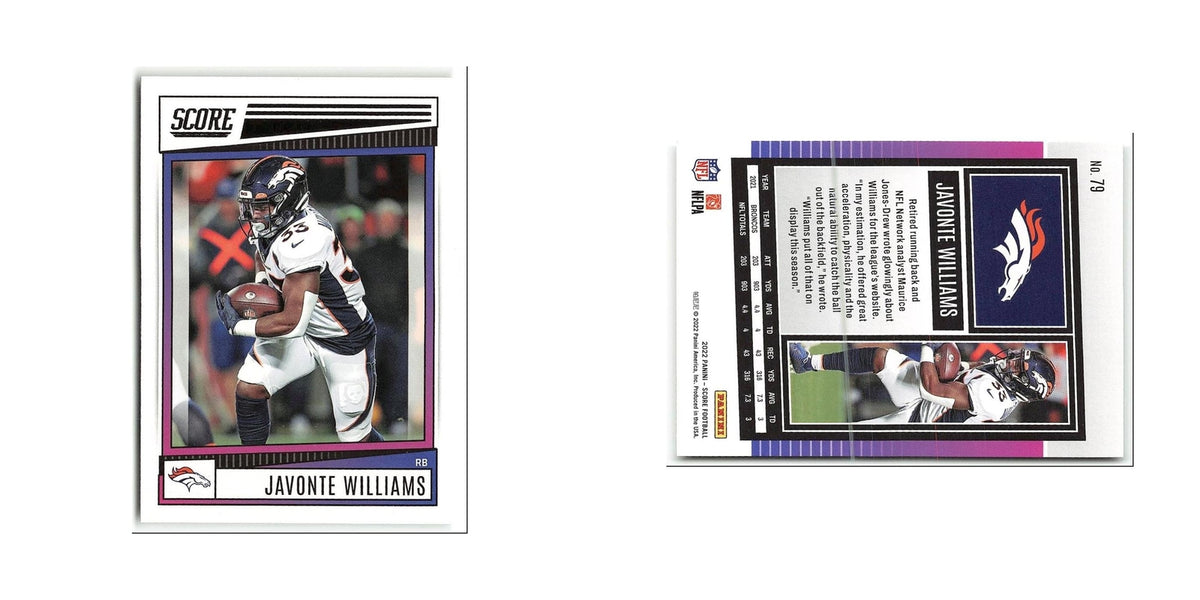 Javonte Williams 2022 Score #79 Denver Broncos Football Card NM