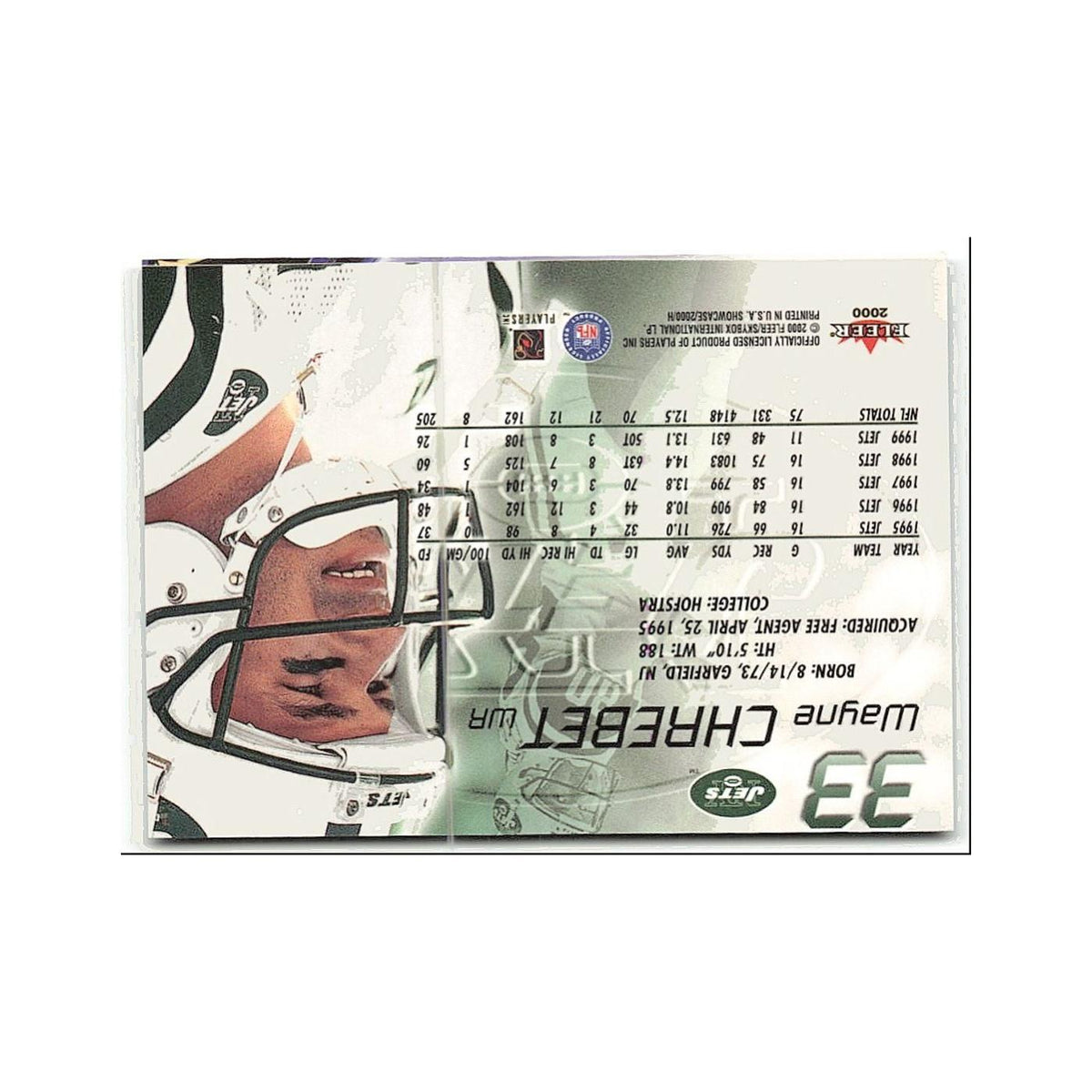 Wayne Chrebet 2000 Fleer Showcase #33 New York Jets Football Card NM