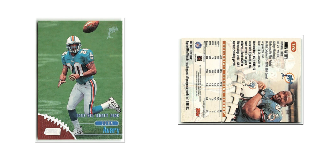 John Avery Rookie 1998 Topps Stadium Club #176 Miami Dolphins Football Card NM