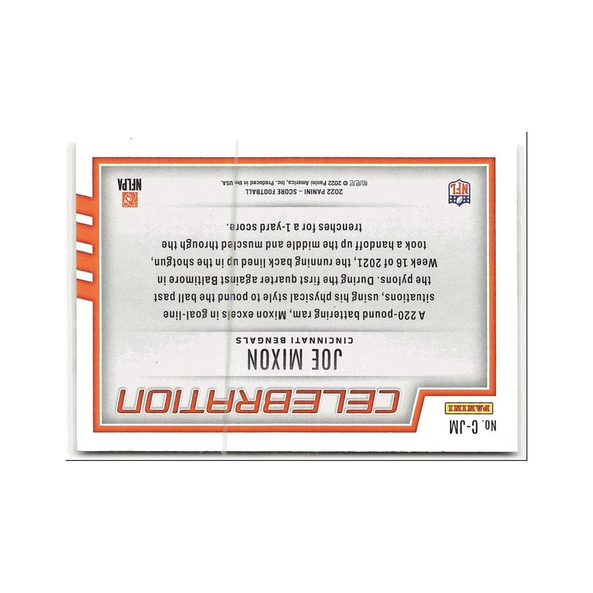 Joe Mixon 2022 Score #C-JM Cincinnati Bengals Football Card NM