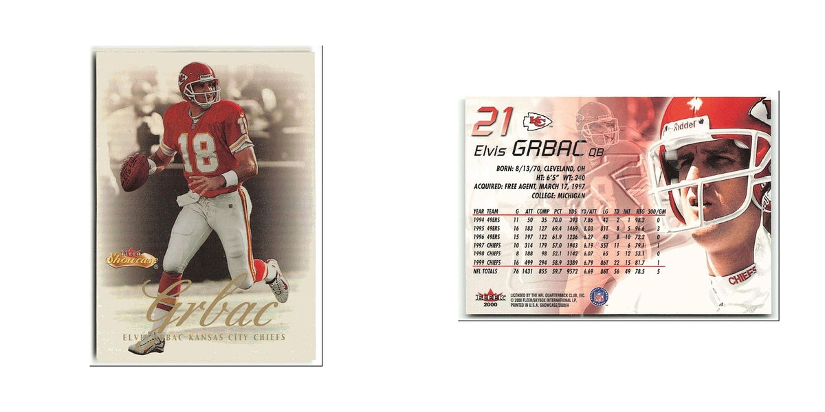 Elvis Grbac 2000 Fleer Showcase #21 Kansas City Chiefs Football Card NM