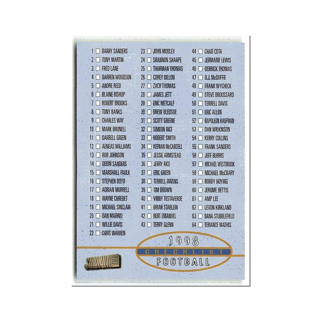 Checklist 1998 Topps Stadium Club #R1 Football Card NM
