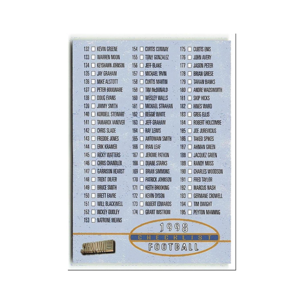 Checklist 1998 Topps Stadium Club #R2 Football Card NM