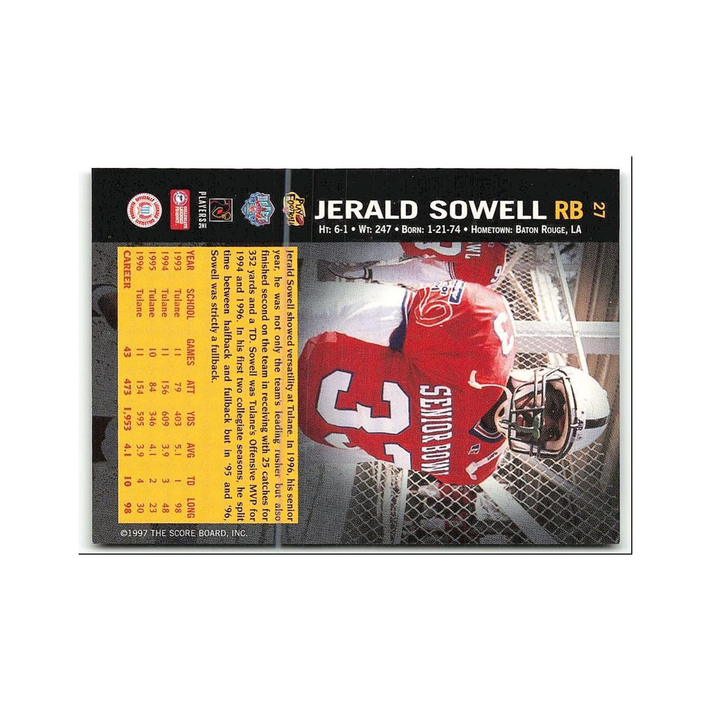Jerald Sowell Rookie 1997 Score Board NFL Rookies #27 Green Bay Packers NM