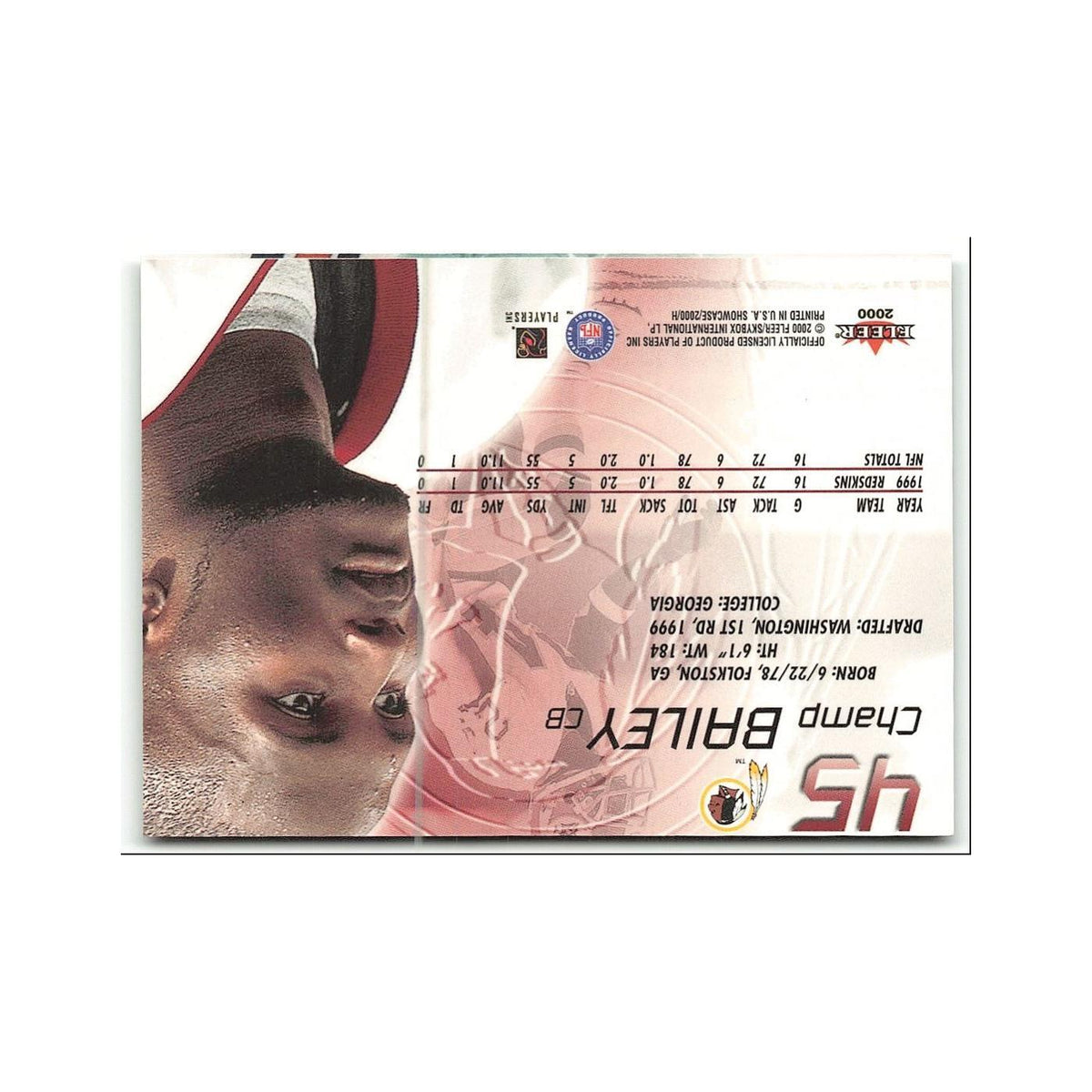 Champ Bailey 2000 Fleer Showcase #45 Washington Redskins Football Card NM
