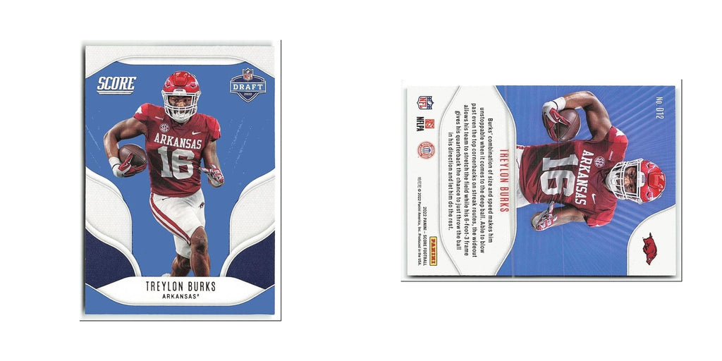 Treylon Burks 2022 Score NFL Draft #D12 Arkansas Razorbacks Football Card NM