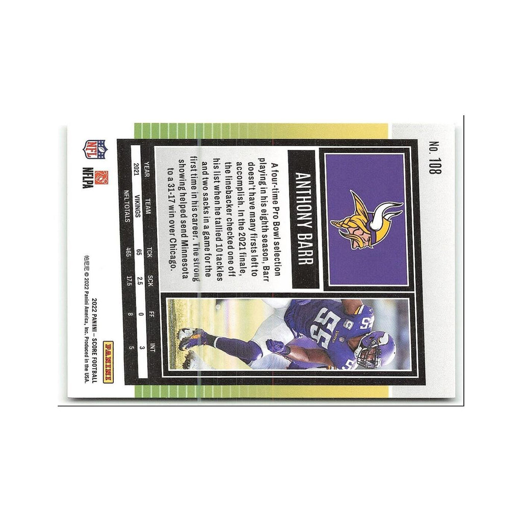 Anthony Barr 2022 Score #108 Minnesota Vikings Football Card NM
