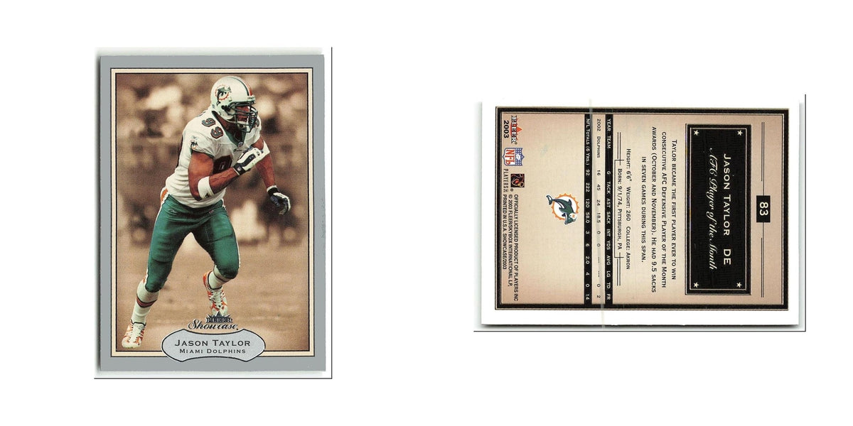 Jason Taylor 2003 Fleer Showcase #83 Miami Dolphins Football Card NM