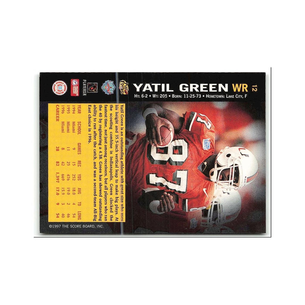 Yatil Green Rookie 1997 Score Board NFL Rookies #12 Miami Dolphins NM