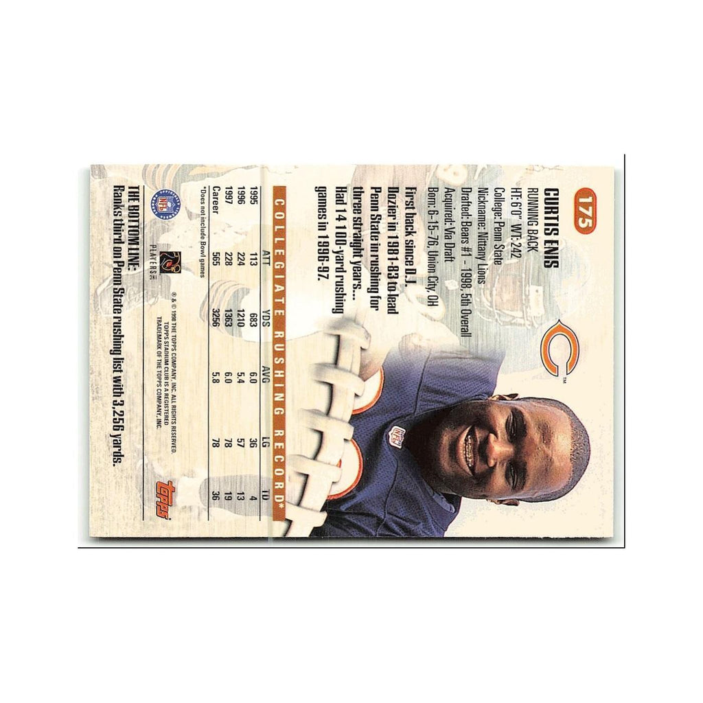 Curtis Enis Rookie 1998 Topps Stadium Club #175 Chicago Bears Football Card NM
