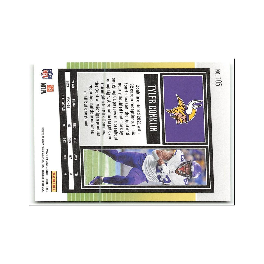Tyler Conklin 2022 Score #105 Minnesota Vikings Football Card NM