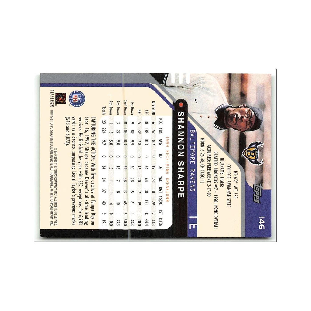 Shannon Sharpe 2000 Topps Stadium Club #146 Baltimore Ravens Football Card NM