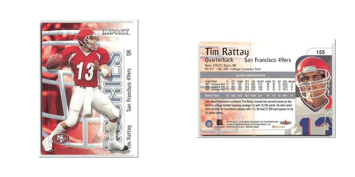 Tim Rattay Rookie 2000 Skybox Impact #155 San Francisco 49ers Football Card NM