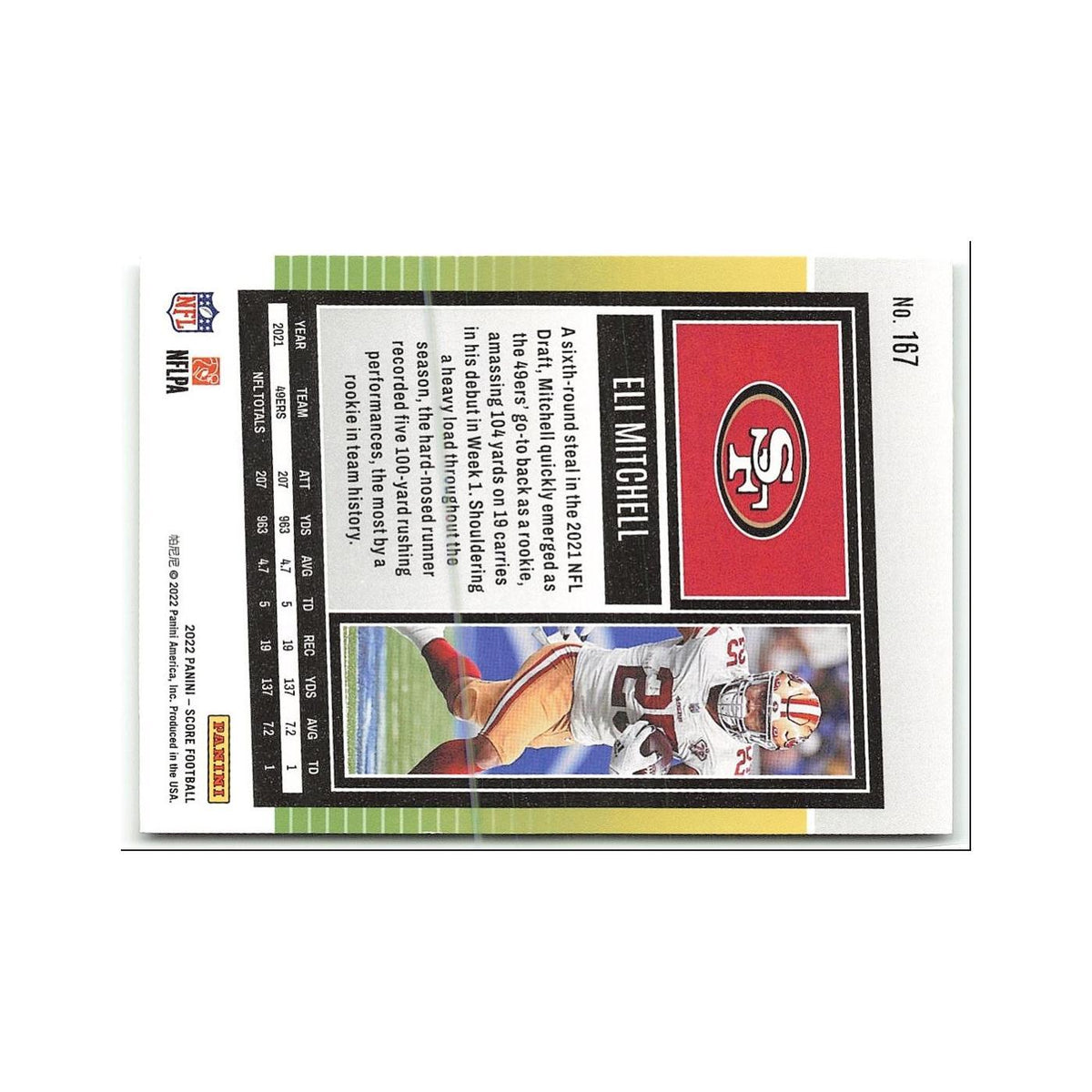 Eli Mitchell 2022 Score #167 San Francisco 49ers Football Card NM