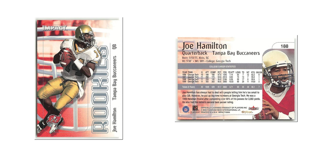Joe Hamilton Rookie 2000 Skybox Impact #188 Tampa Bay Buccaneers NM