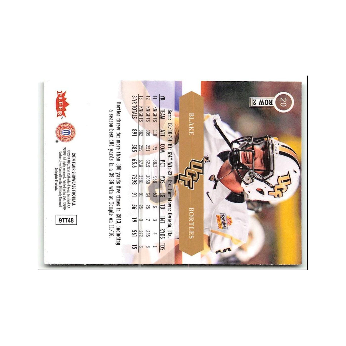 Blake Bortles 2014 Flair Showcase #20 UCF Knights Football Card NM