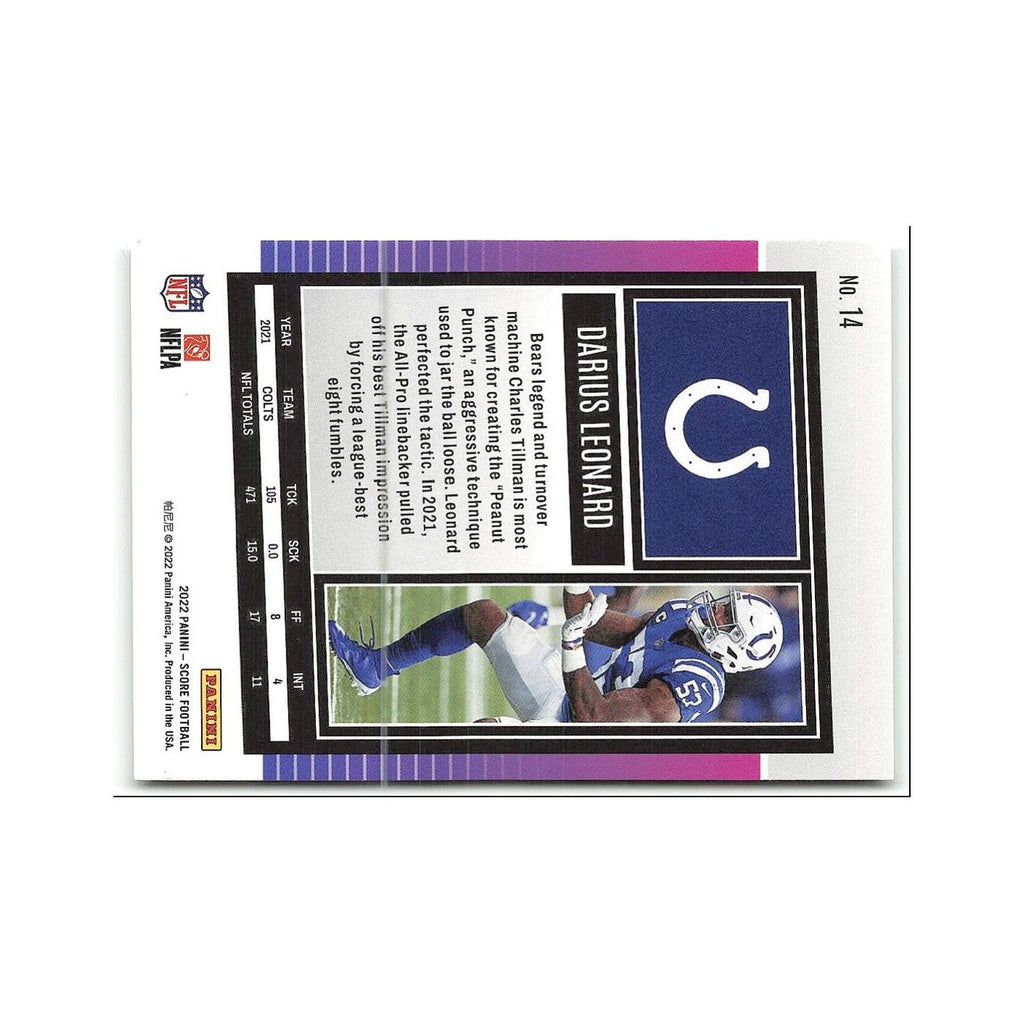 Darius Leonard 2022 Score #14 Indianapolis Colts Football Card NM