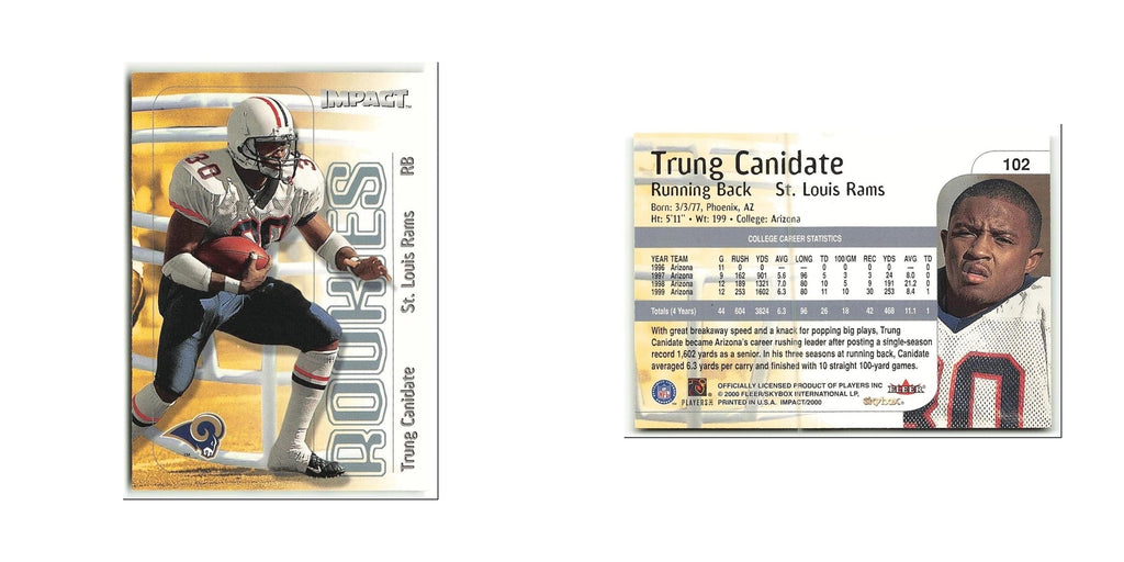 Trung Canidate Rookie 2000 Skybox Impact #102 St. Louis Rams Football Card NM