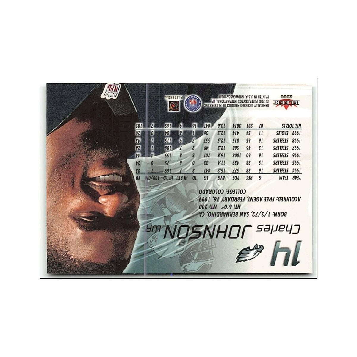 Charles Johnson 2000 Fleer Showcase #14 Philadelphia Eagles Football Card NM