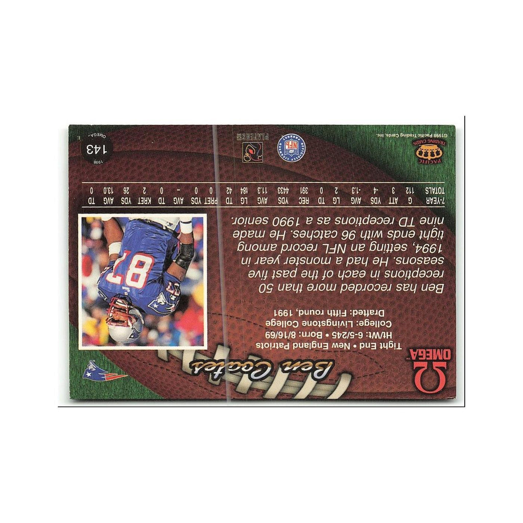 Ben Coates 1998 Pacific Omega #143 New England Patriots Football Card NM
