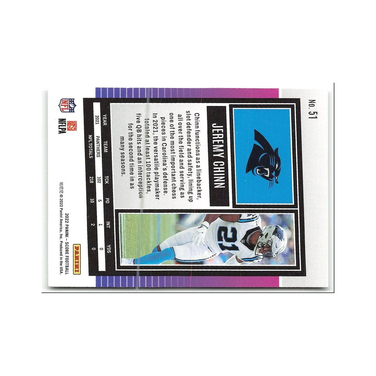 Jeremy Chinn 2022 Score #51 Carolina Panthers Football Card NM