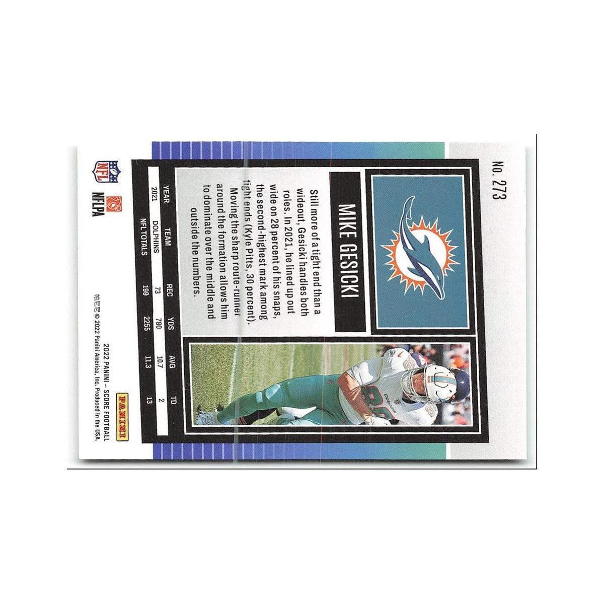 Mike Gesicki 2022 Score #273 Miami Dolphins Football Card NM