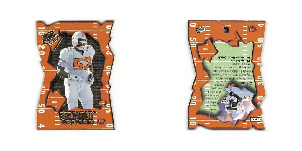 Cosey Coleman 2000 Press Pass Breakout #13 Tennessee Volunteers Football Card NM