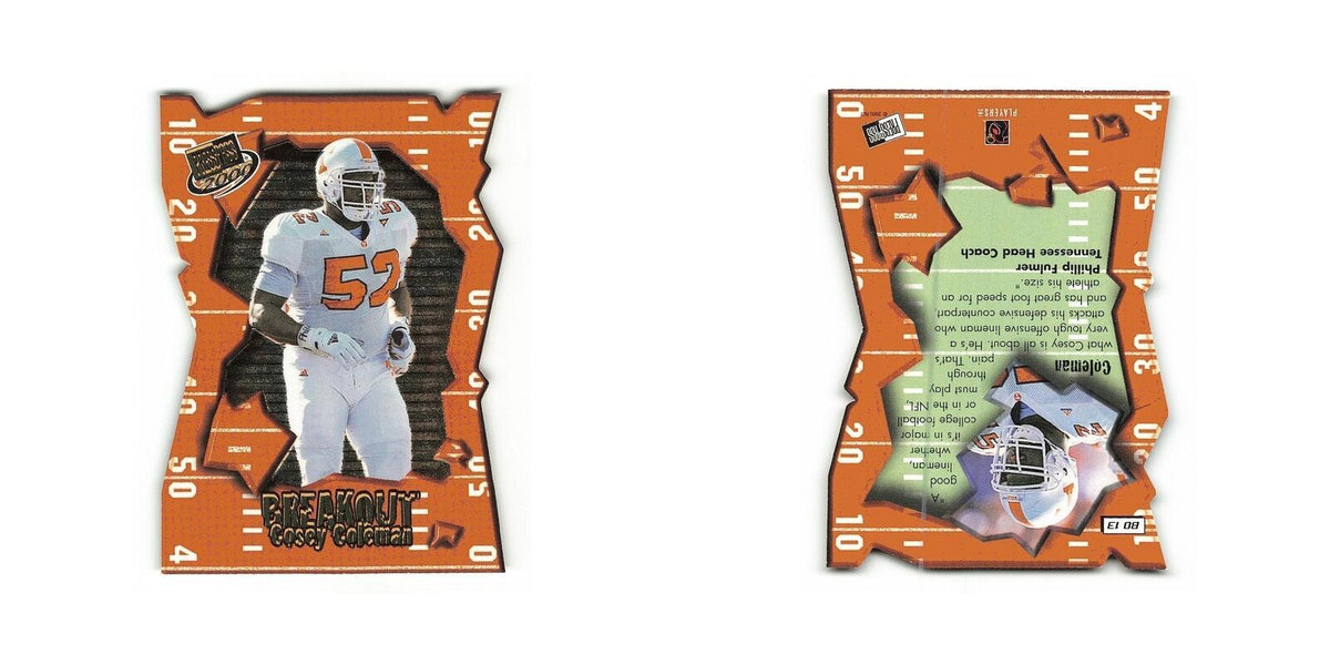 Cosey Coleman 2000 Press Pass Breakout #13 Tennessee Volunteers Football Card NM