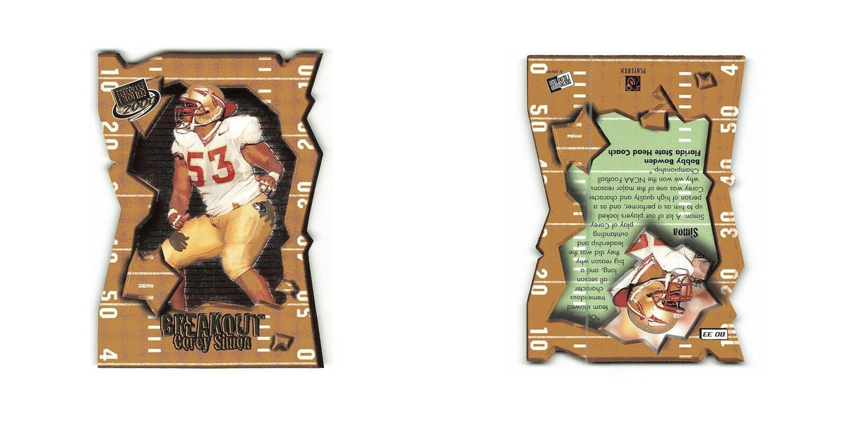 Corey Simon 2000 Press Pass Breakout #BO 33 Florida State Seminoles NM