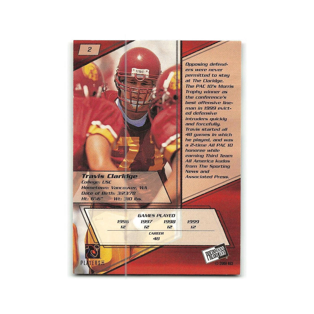 Travis Claridge 2000 Press Pass #2 USC Trojans Football Card NM