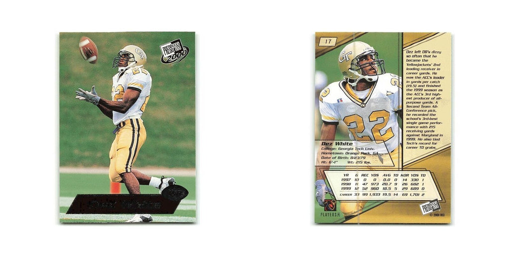 Dez White 2000 Press Pass #17 Georgia Tech Football Card NM