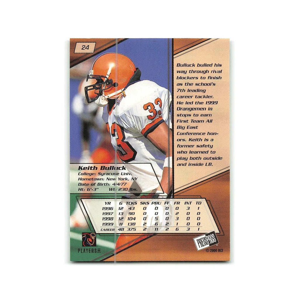 Keith Bulluck 2000 Press Pass #24 Syracuse Card NM
