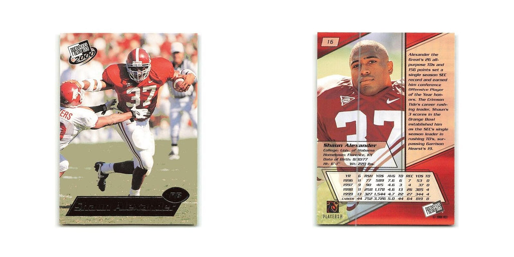 Shaun Alexander 2000 Press Pass #16  Tide Football Card NM