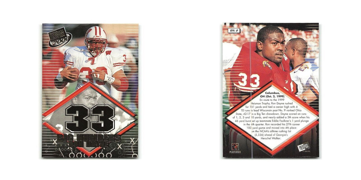 Ron Dayne 2000 Press Pass Big Numbers Die Cuts #BN2 Wisconsin Badgers NM