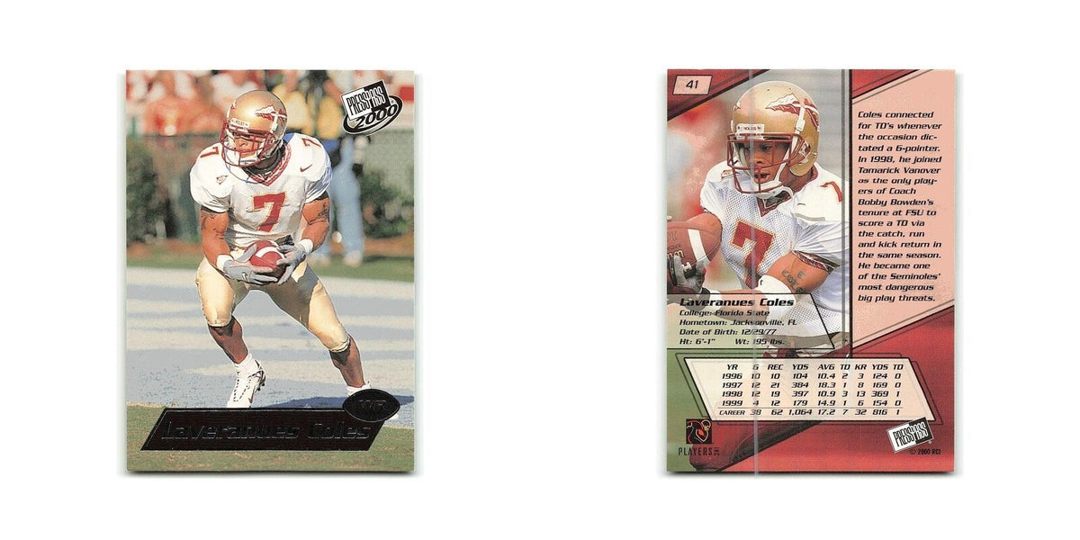 Laveranues Coles 2000 Press Pass #41 Seminoles Football Card NM