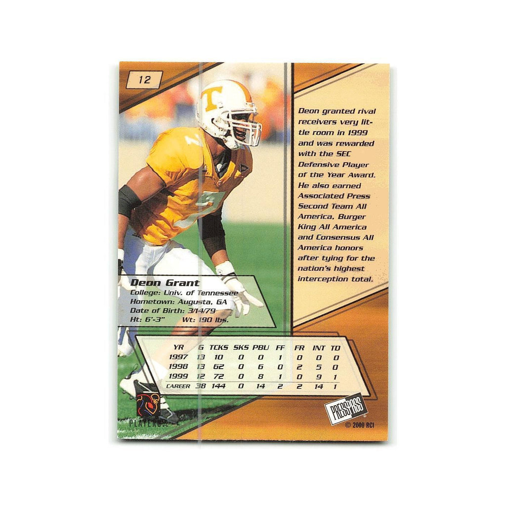Deon Grant 2000 Press Pass #12