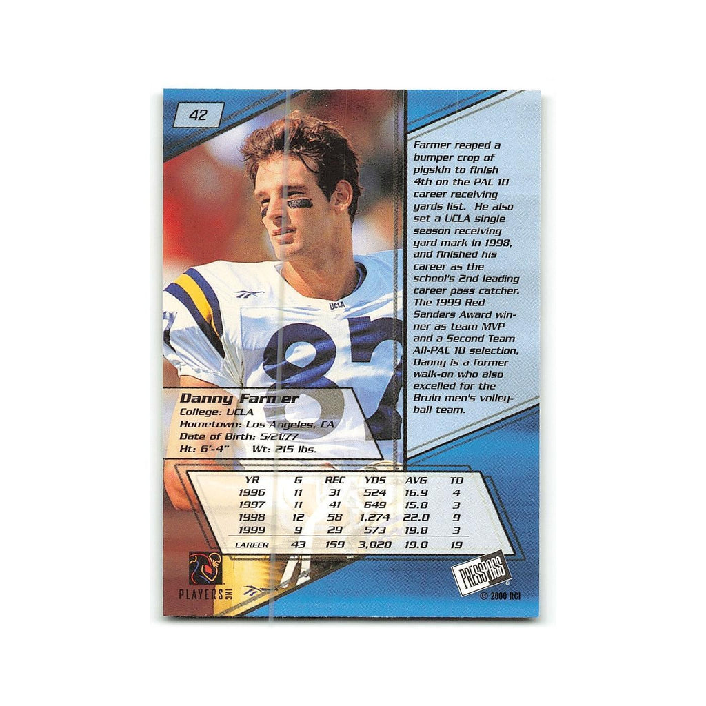 Danny Farmer 2000 Press Pass #42 Bruins Football Card NM