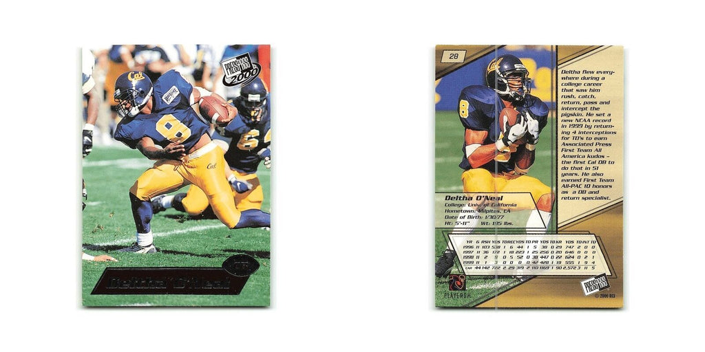 Deltha O'Neal 2000 Press Pass #28 California Football Card NM