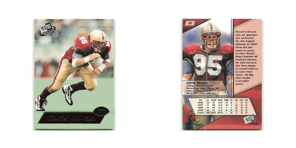 Chris Hovan 2000 Press Pass #32 Boston College Eagles Football Card NM