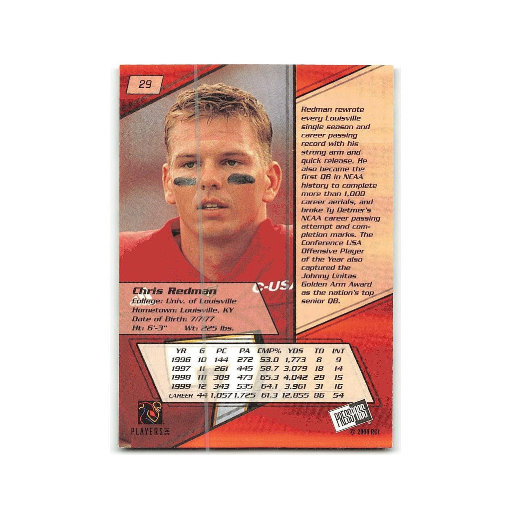 Chris Redman 2000 Press Pass #29 Louisville Cardinals Football Card NM
