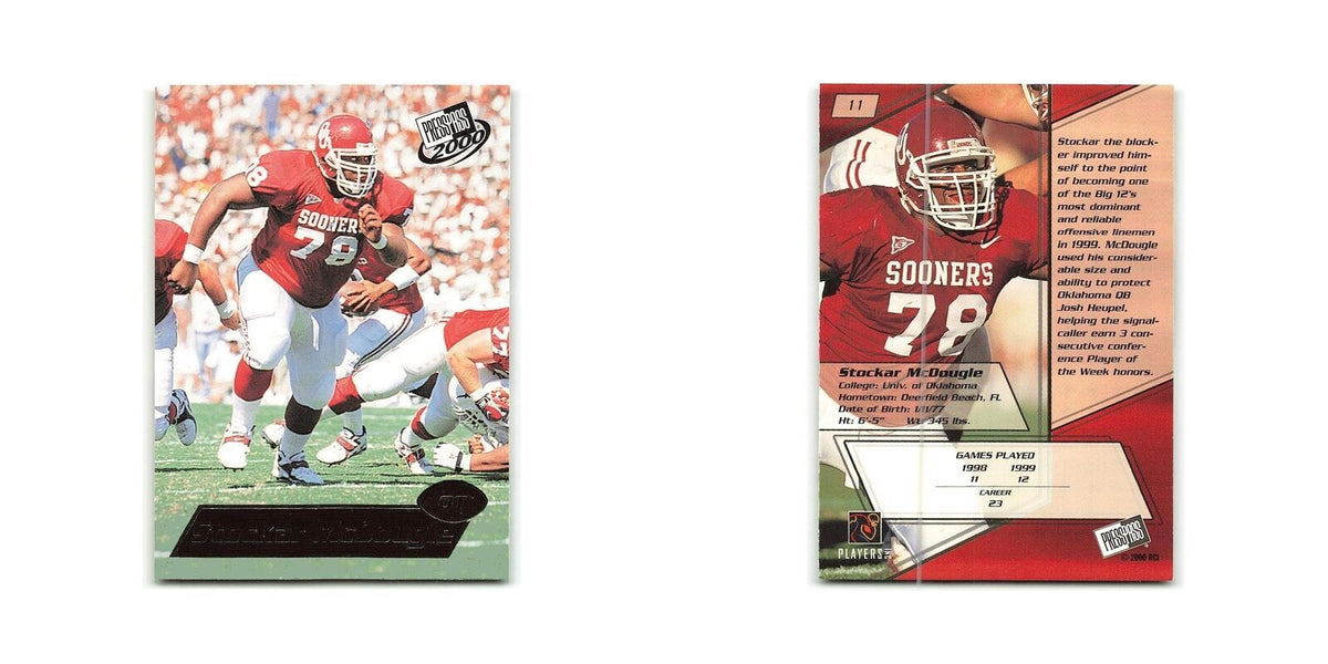 Stockar McDougle 2000 Press Pass #11 Oklahoma Sooners Football Card NM