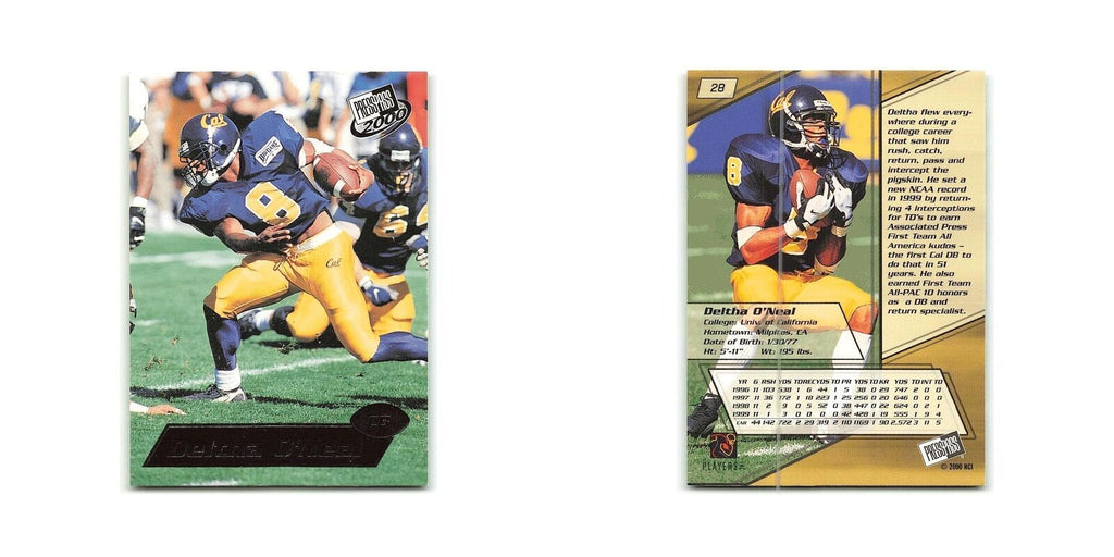 Deltha O'Neal 2000 Press Pass #28 Golden Bears Football Card NM