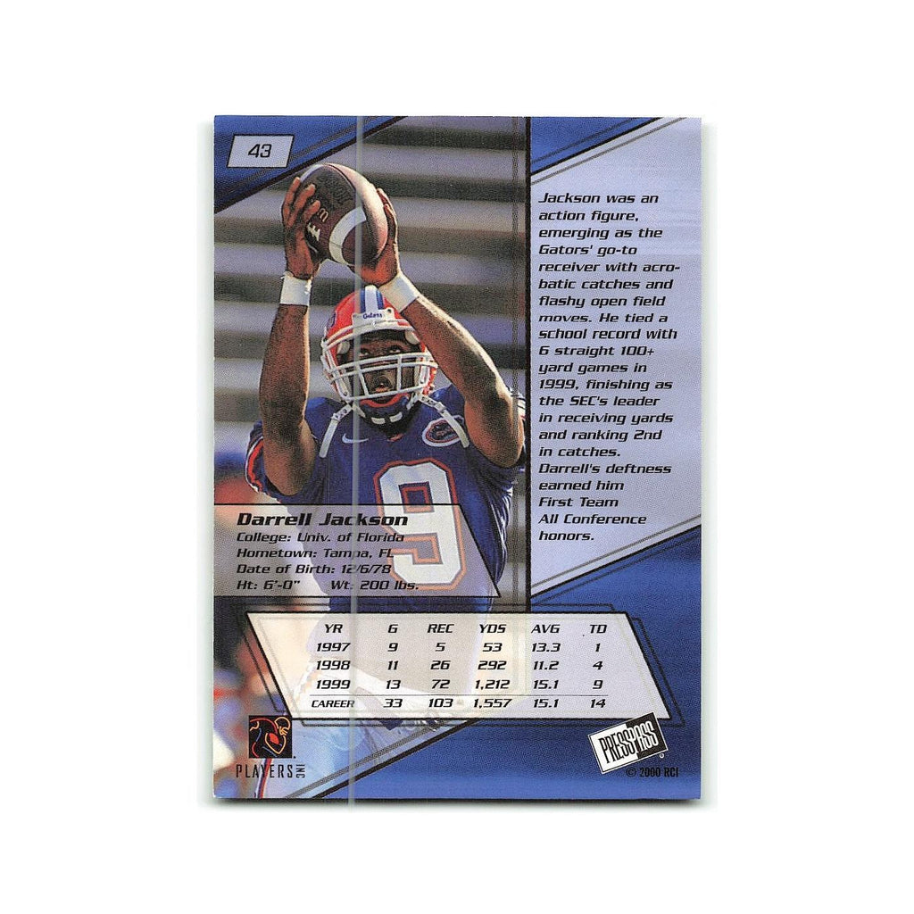 Darrell Jackson 2000 Press Pass #43 Florida Football Card NM